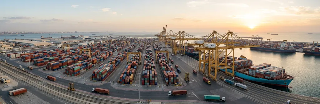 Global container port connecting Dubai to worldwide trade lanes